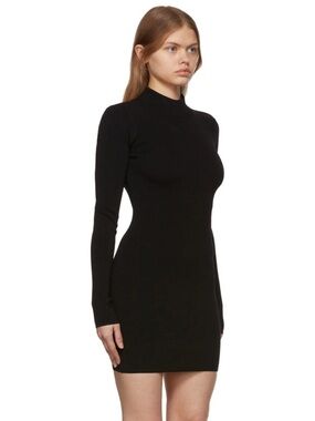 Nanushka  Mollie Black Long-Sleeve Mock Neck Bodycon Mini Dress